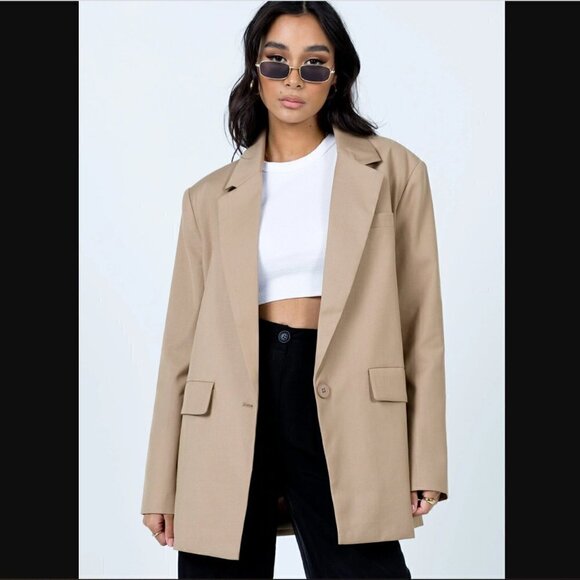 Princess Polly Lioness Welcome to the Jungle Tan Oversized Blazer L - Picture 4 of 14